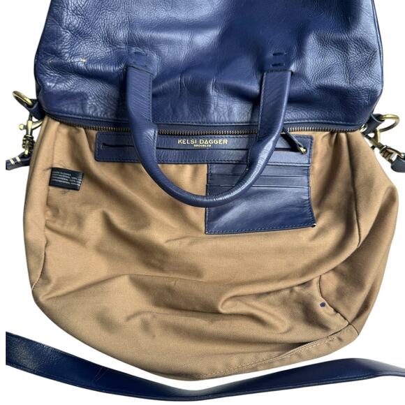 Anthropologie Kelsi Dagger Brooklyn Wythe Indigo Leather Satchel‎ Navy Blue Bag - Picture 7 of 12